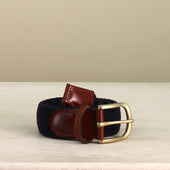 Cotton Elastic Woven Belt In Navy