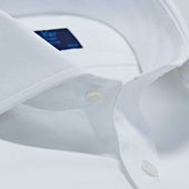 Classic Fit Plain Cotton Poplin Shirt With Cut Away Collar Two Button Cuff