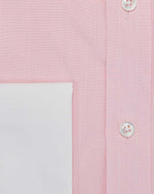 Classic Fit Plain Pink End On End Cotton Shirt With White Classic Collar Double Cuff