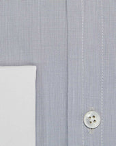 Classic Fit Plain End On End Cotton Shirt With Classic Collar Double Cuff
