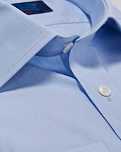 Classic Fit Hairline Stripe Cotton Poplin Shirt With Classic Collar Double Cuff