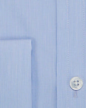 Classic Fit Hairline Stripe Cotton Poplin Shirt With Classic Collar Double Cuff