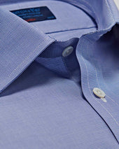 Classic Fit Micro Houndstooth Cotton Shirt With Classic Collar Two Button Cuff