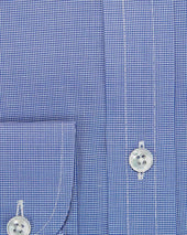 Classic Fit Micro Houndstooth Cotton Shirt With Classic Collar Two Button Cuff