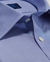 Classic Fit Micro Houndstooth Cotton Shirt With Classic Collar Double Cuff