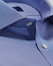 Classic Fit Micro Houndstooth Cotton Shirt With Cut Away Collar Two Button Cuff