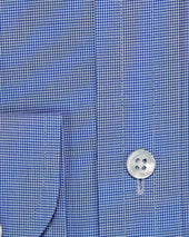Classic Fit Micro Houndstooth Cotton Shirt With Cut Away Collar Two Button Cuff