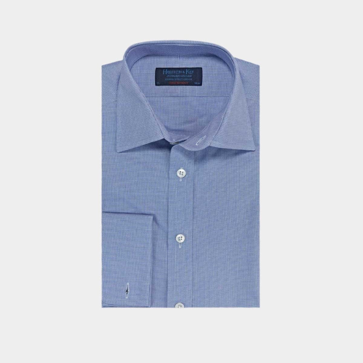 Contemporary Fit Micro Houndstooth Cotton Shirt With Classic Collar Double Cuff