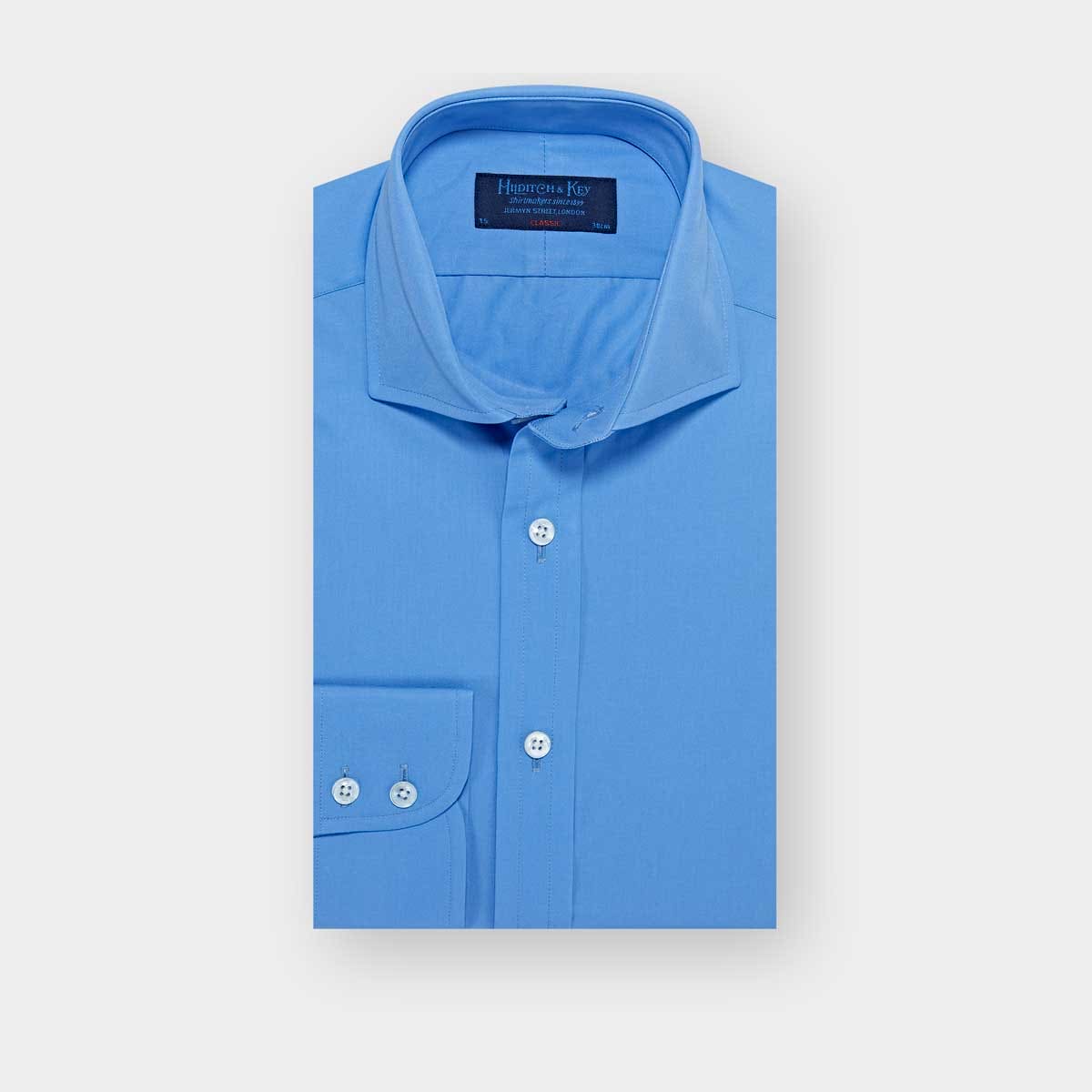 Classic Fit Deep Cotton Poplin Shirt With Cut Away Collar Two Button Cuff