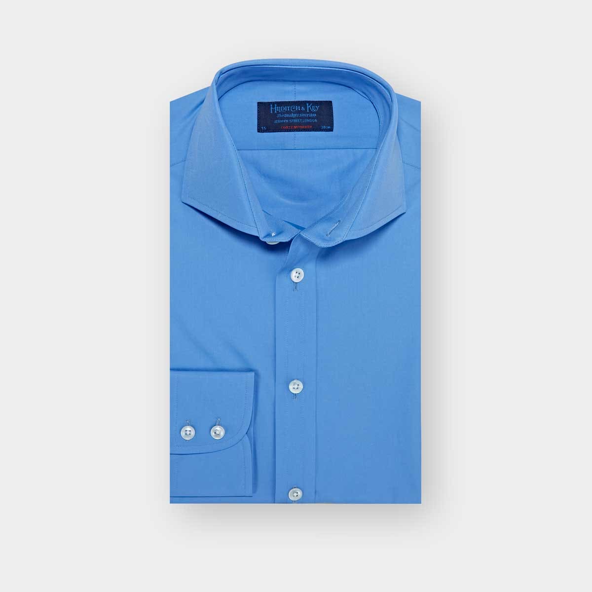 Contemporary Fit Plain Deep Cotton Poplin Shirt With Cut Away Collar Two Button Cuff