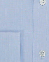 Classic Fit Plain Light End On End Cotton Shirt With Cut Away Collar Double Cuff