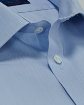 Contemporary Fit Hairline Stripe Cotton Poplin Shirt With Classic Collar Two Button Cuff