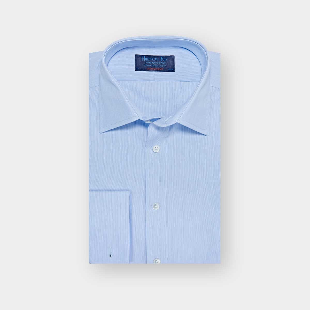 Contemporary Fit Hairline Stripe Cotton Poplin Shirt With Classic Collar Double Cuff