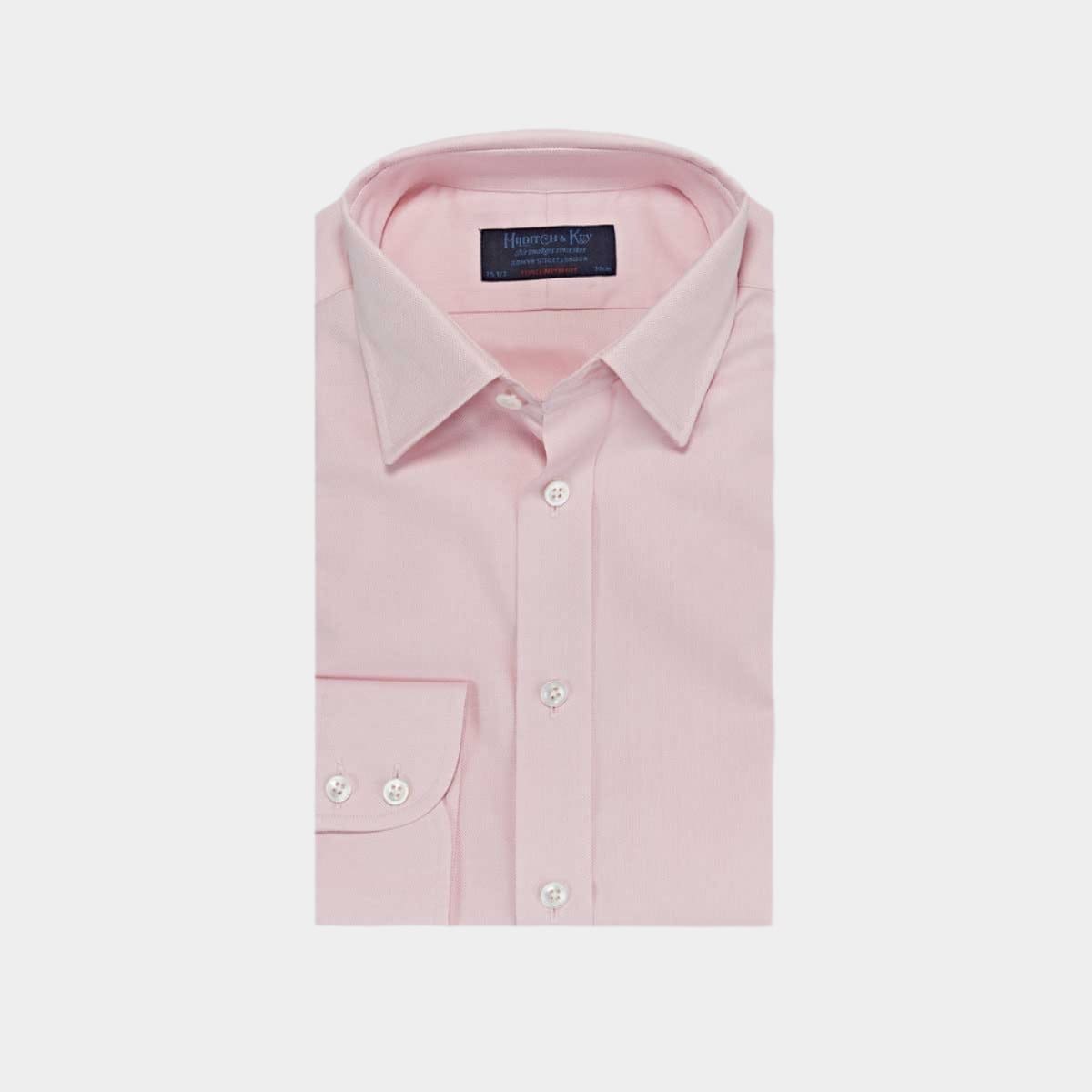 Contemporary Fit Plain Pink Oxford Cotton Shirt With Concealed Button Down Collar Two Button Cuff