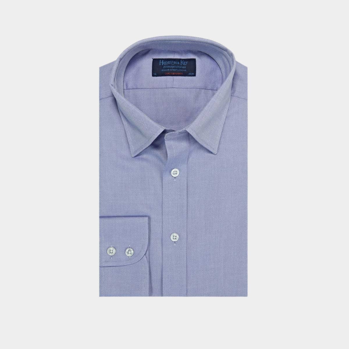 Contemporary Fit Plain Oxford Cotton Shirt With Concealed Button Down Collar Two Button Cuff