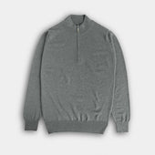 Grey Zip Neck Cashmere Sweater