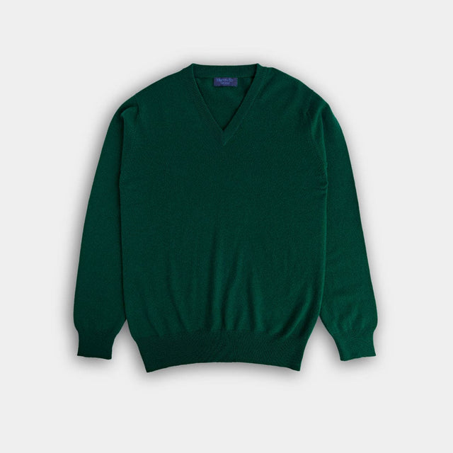 Holly Green V-Neck Cashmere Sweater