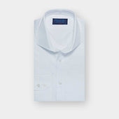 Classic Fit Plain White Fine Twill Cotton Shirt with Cut-away Collar & Two Button Cuff