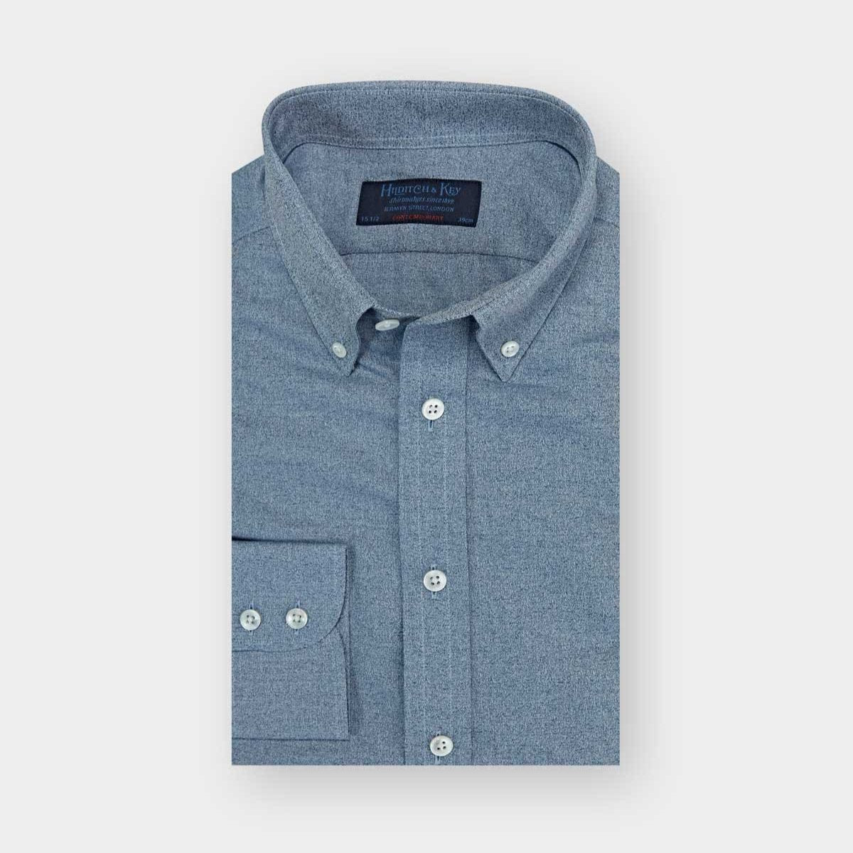 Contemporary Fit Fleck Shirt With Button Down Collar Two Button Cuff