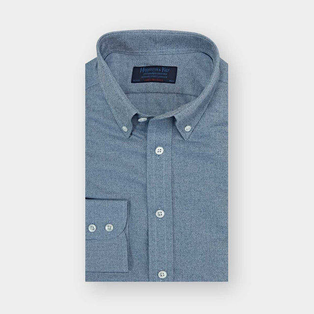 Contemporary Fit Blue Fleck Shirt with Button Down Collar & Two Button Cuff