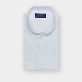 Contemporary Fit White Houndstooth Check Cotton Shirt with Cut-away Collar & Two Button Cuff
