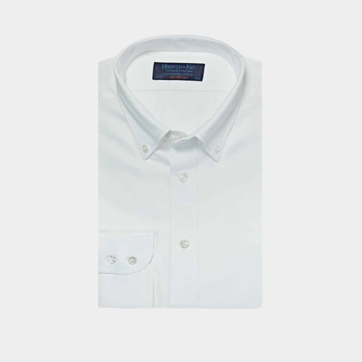 Contemporary Fit Basket Weave Cotton Shirt With Button Down Collar Two Button Cuff