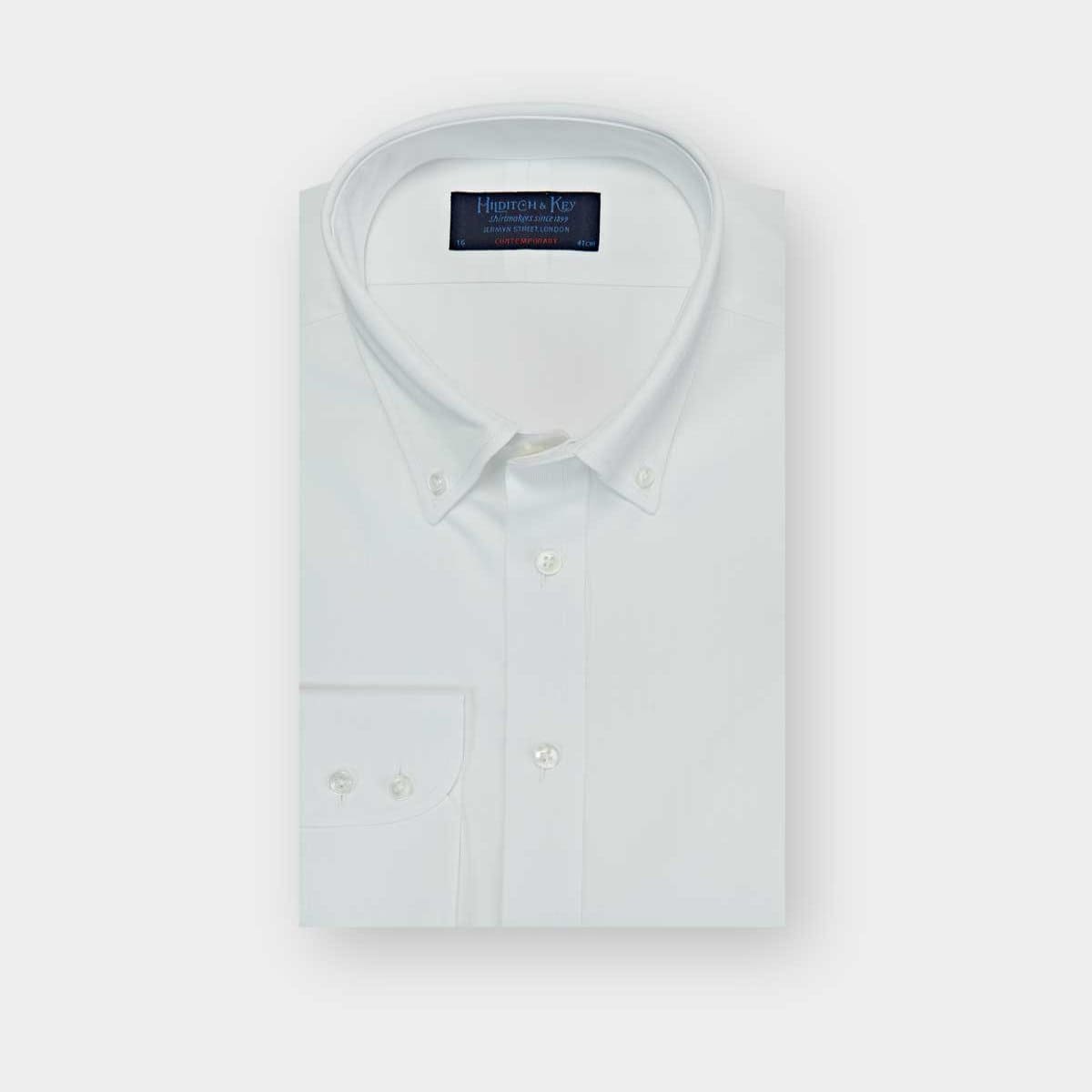 Contemporary Fit Textured Cotton Shirt With Button Down Collar Two Button Cuff