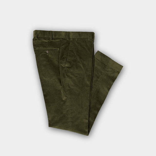 Dark Olive Cotton Corduroy Trousers