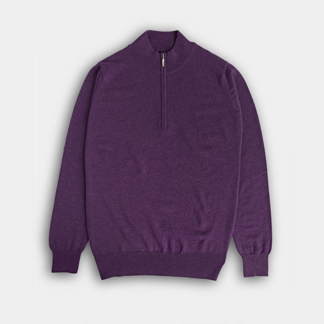 Purple Zip Neck Cashmere Sweater