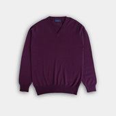 Dark Purple V-Neck Cashmere Sweater