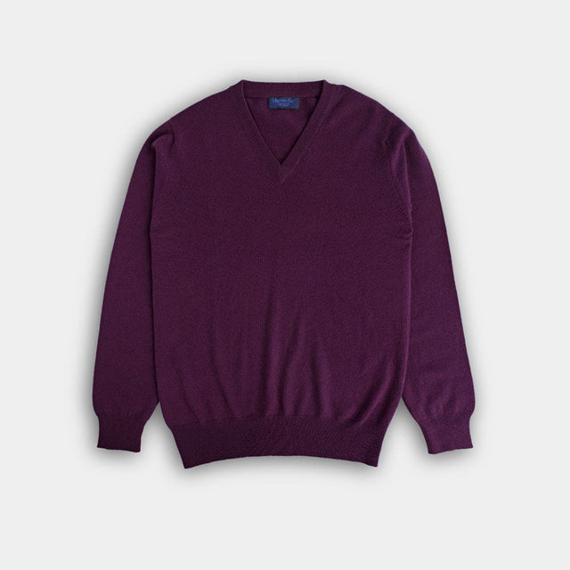 Dark Purple V-Neck Cashmere Sweater