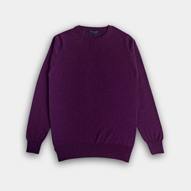 Dark Purple Crew Neck Cashmere Sweater
