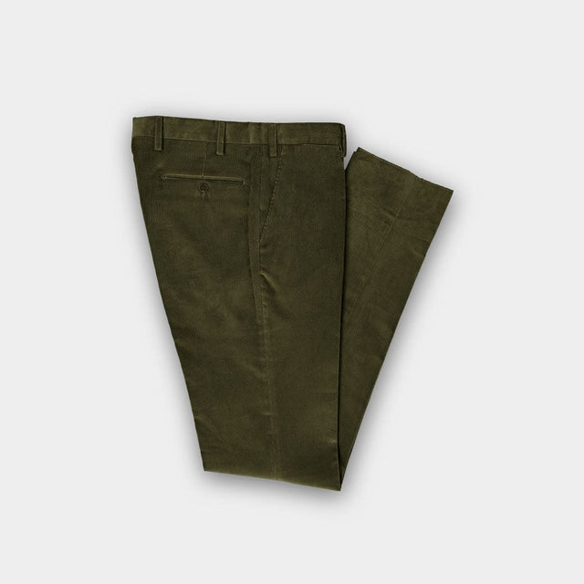 Dark Moss Cotton Corduroy Trousers