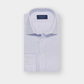 Contemporary Fit Lilac Houndstooth Check Cotton Shirt with Classic Collar & Two Button Cuff
