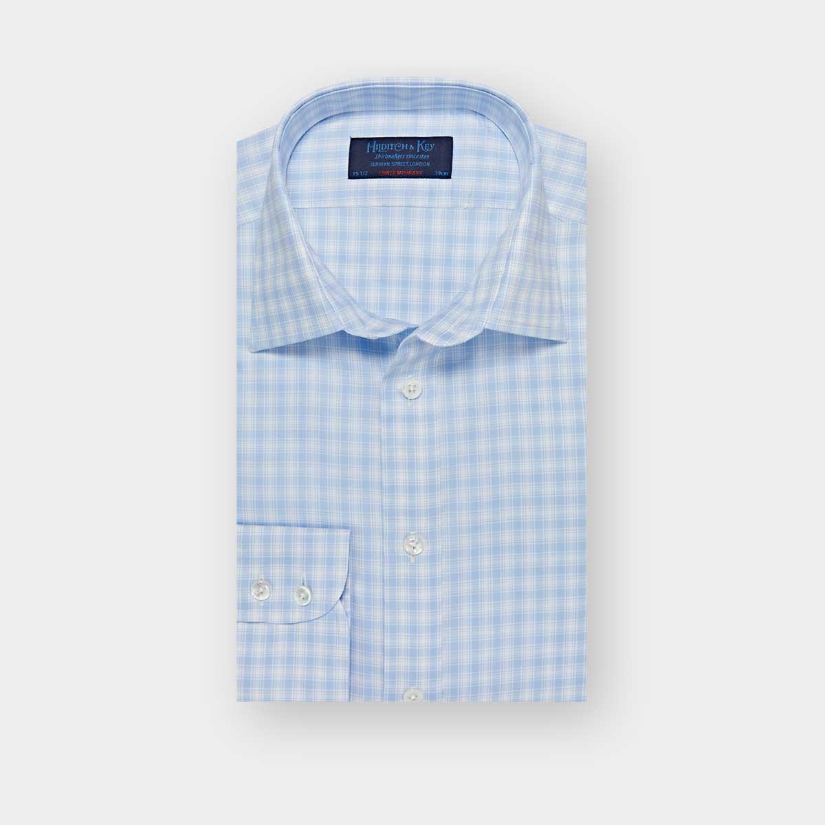 Contemporary Fit Check Cotton Shirt With Classic Collar Two Button Cuff