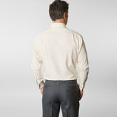 Contemporary Fit Plain Cotton Poplin Shirt With Cut Away Collar Double Cuff
