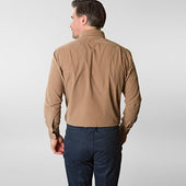 Contemporary Fit Fine Corduroy Shirt With Button Down Collar Two Button Cuff