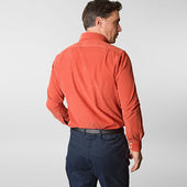 Contemporary Fit Fine Corduroy Shirt With Button Down Collar Two Button Cuff