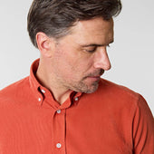 Contemporary Fit Fine Corduroy Shirt With Button Down Collar Two Button Cuff