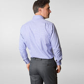 Contemporary Fit Houndstooth Check Cotton Shirt With Classic Collar Two Button Cuff