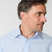 Contemporary Fit Plain Cotton Shirt With Classic Collar Two Button Cuff