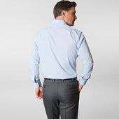 Contemporary Fit Light Fine Bengal Stripe Cotton Shirt With Classic Collar Two Button Cuff