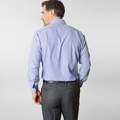 Contemporary Fit Fine Bengal Stripe Cotton Shirt With Classic Collar Two Button Cuff