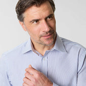 Contemporary Fit Grid Check Cotton Shirt With Classic Collar Two Button Cuff
