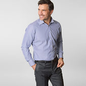 Contemporary Fit Bengal Stripe Cotton Shirt With Classic Collar Two Button Cuff