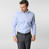 Contemporary Fit Light Micro Houndstooth Cotton Shirt With Classic Collar Two Button Cuff