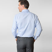Contemporary Fit Light Navy Prince Of Wales Check Cotton Shirt With Classic Collar Two Button Cuff