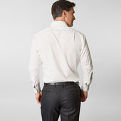 Contemporary Fit Plain Cotton Poplin Shirt With Classic Collar Two Button Cuff