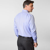 Contemporary Fit Herringbone Cotton Shirt With Classic Collar Two Button Cuff