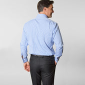 Contemporary Fit Light Gingham Check Cotton Shirt With Classic Collar Double Cuff